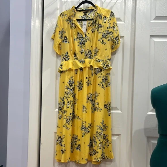blue celtic dress Yellow And Blue Floral Aine Midi Dress